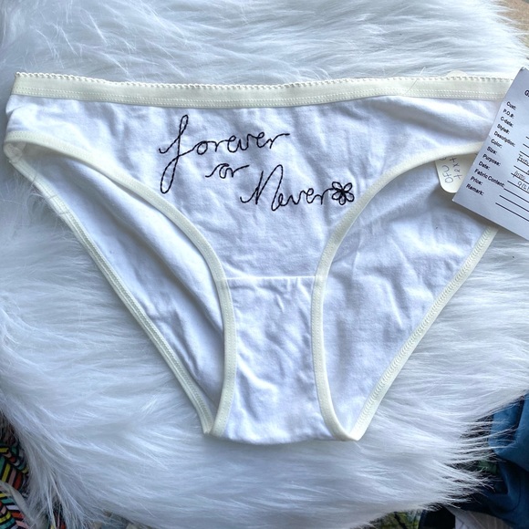 NWT UO Out From Under Embroidered Text Bikini White Med - Forever Or Never - Picture 8 of 11